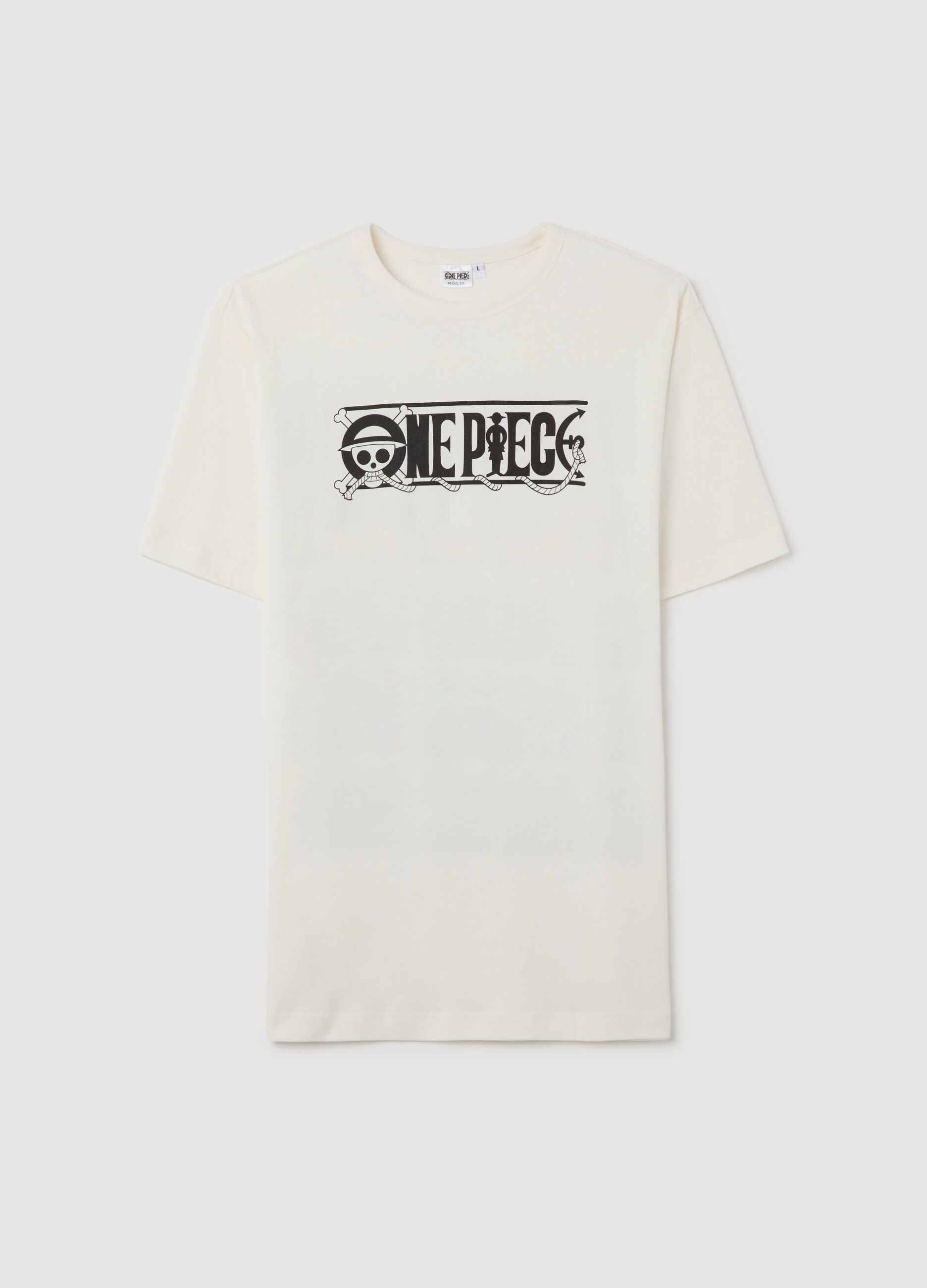 White T-shirt with One Piece print