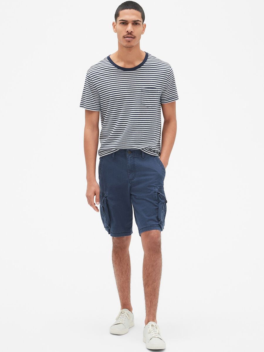 Bermuda cargo shorts in cotton and Lyocell_0