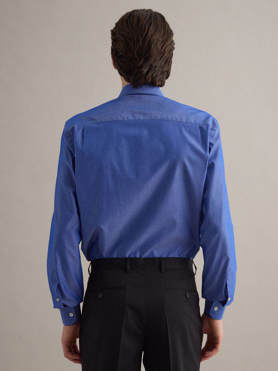 Long-sleeved blue cotton shirt, regular fit_2