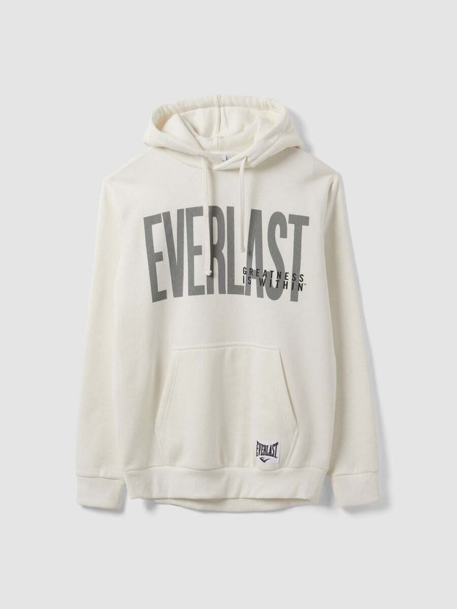 White cotton-blend hoodie with front print_4