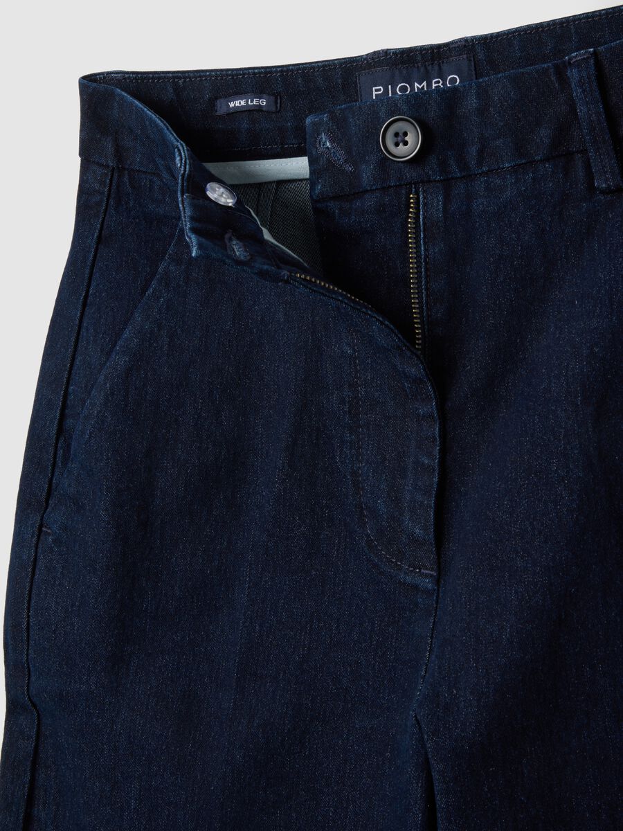 Blue Stretch Denim Wide Leg Trousers_6