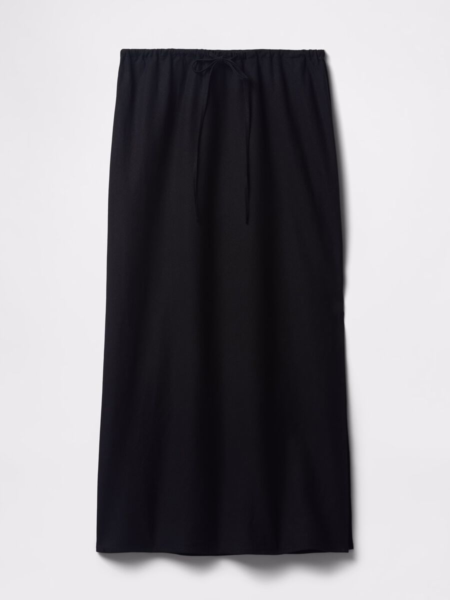 Long black skirt in linen and viscose_4