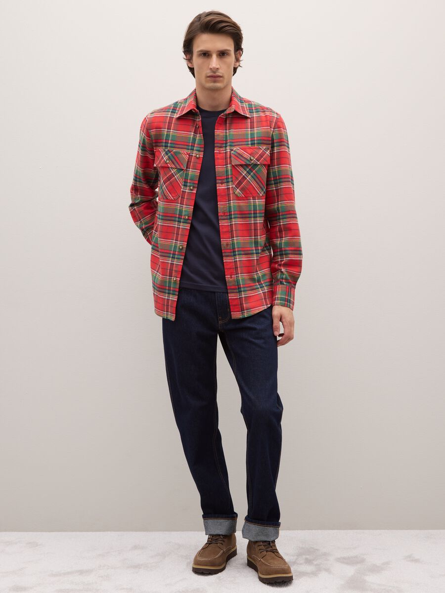 Multi-colour check shirt in pure cotton regular fit flannel_2