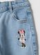 Blue wide leg cotton trousers with Mickey and Minnie for girls_3