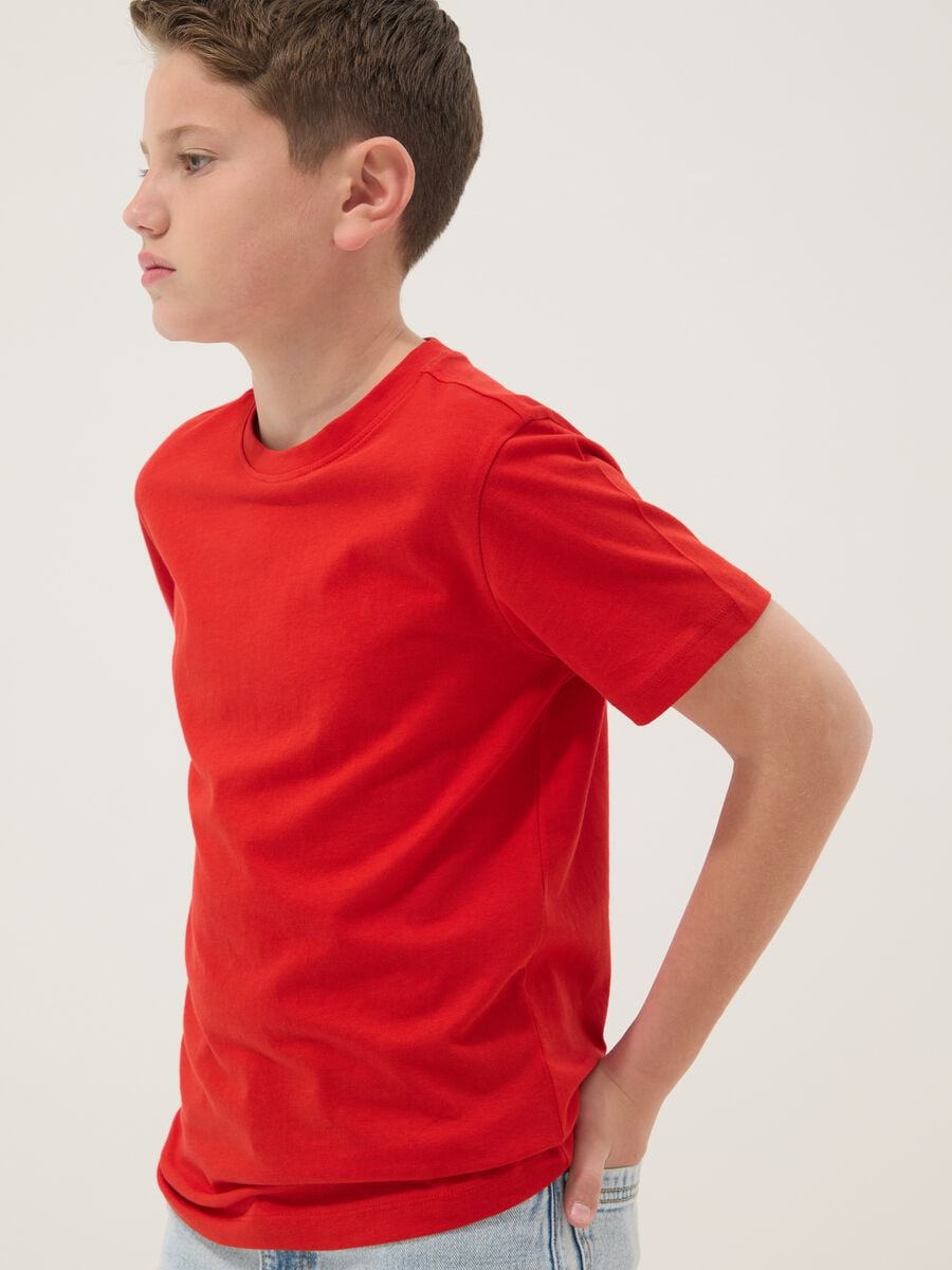 Boys&rsquo; red pure cotton T-shirt, regular fit_1