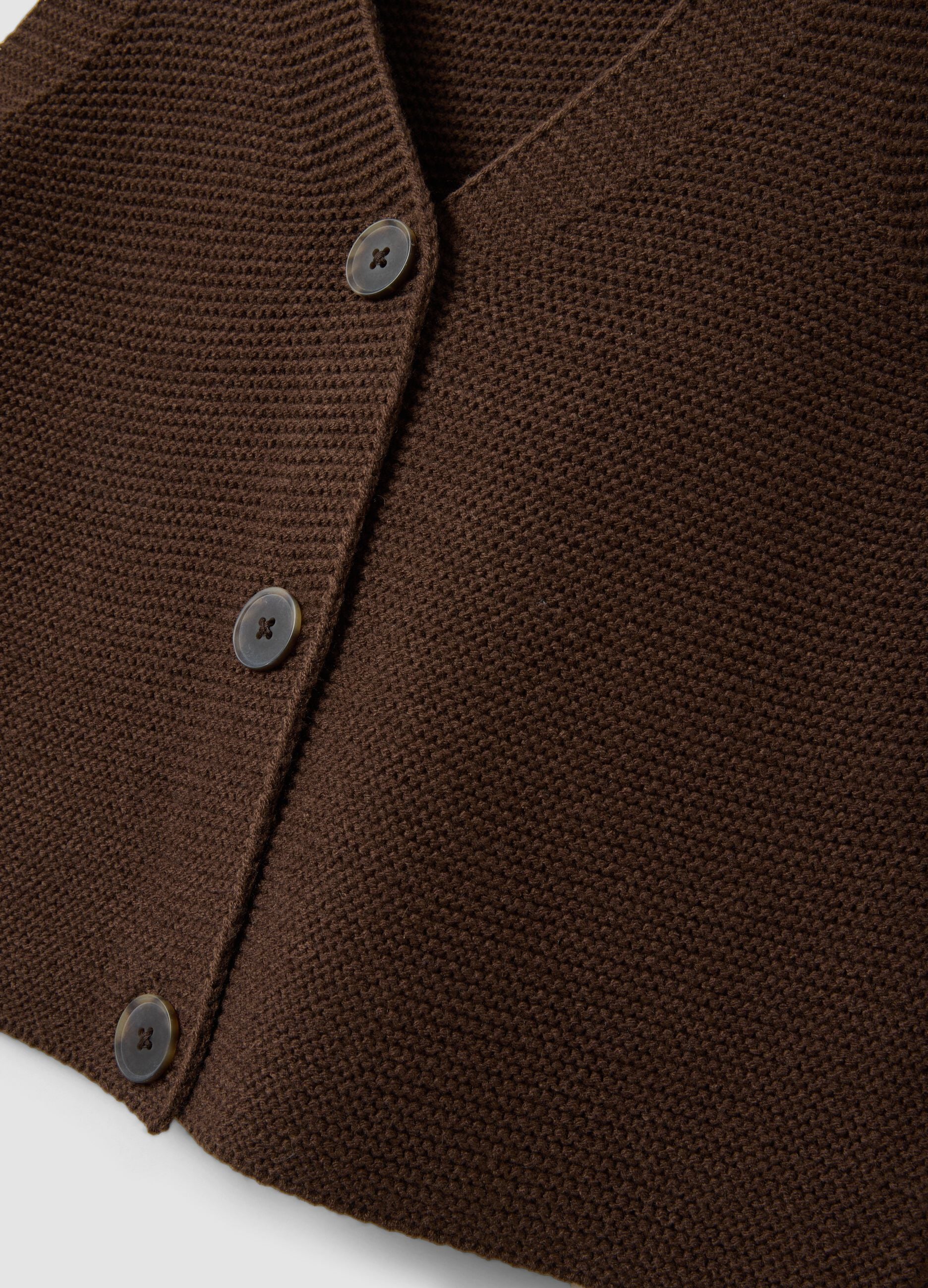 Gilet marrone in misto lana con scollo profondo a V regular fit