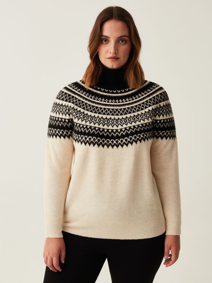 Pullover con disegno greca jacquard Curvy_1