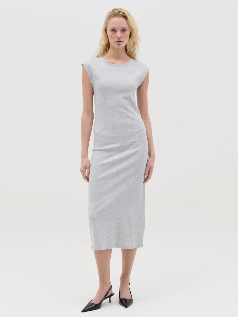 Essentials grey midi dress in stretch cotton_0