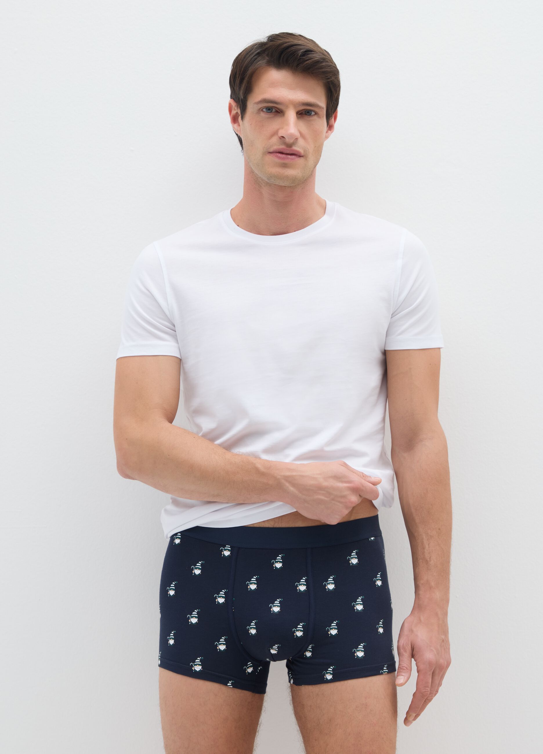 Twin-pack regular fit blue stretch cotton boxers