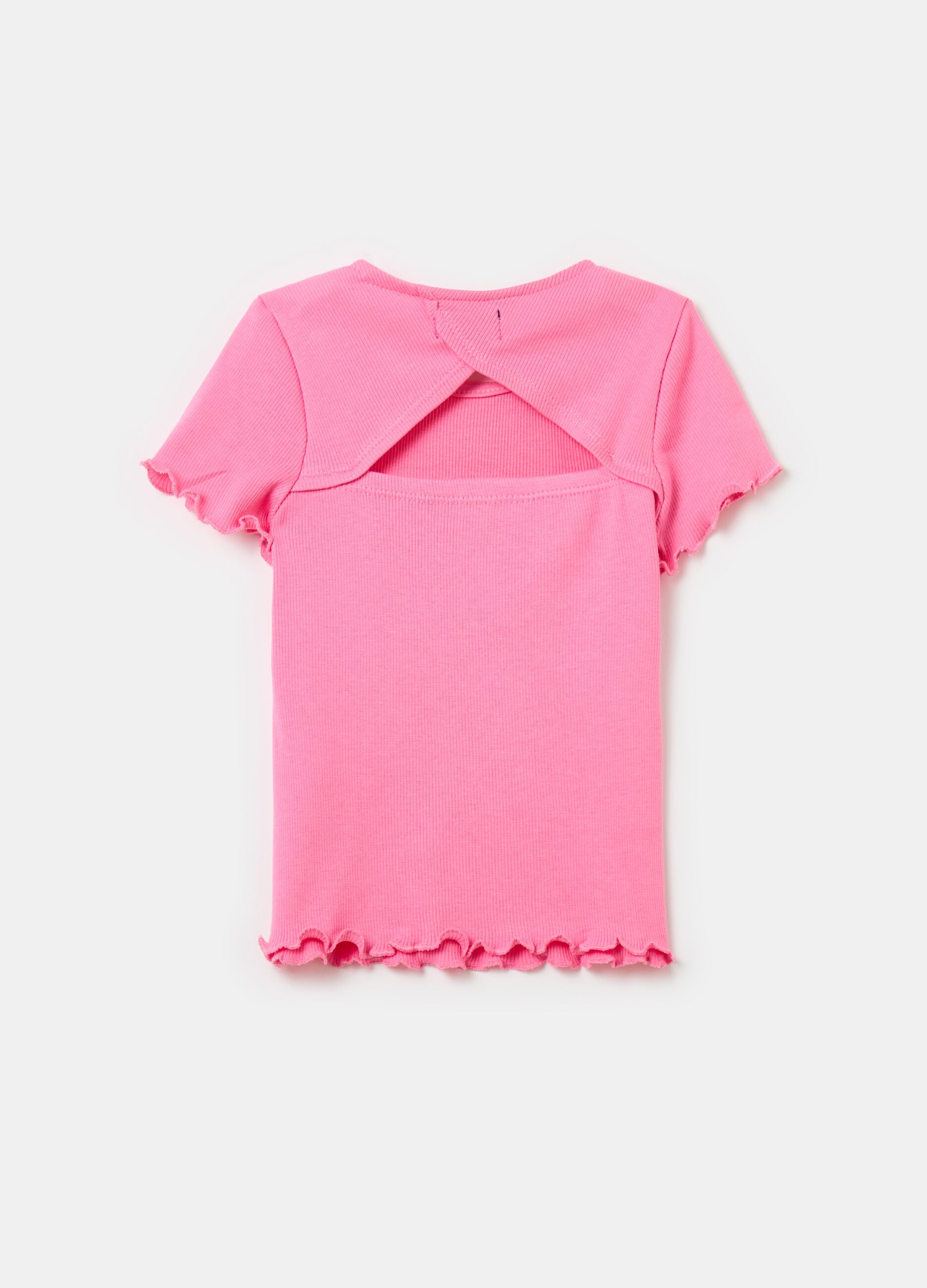 Ribbed T-shirt with opening