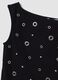 Black stretch cotton top with metal eyelets, regular fit_5