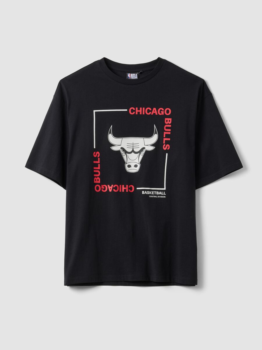 T-shirt nera in puro cotone con stampa Chicago Bulls_4