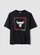 T-shirt nera in puro cotone con stampa Chicago Bulls_4