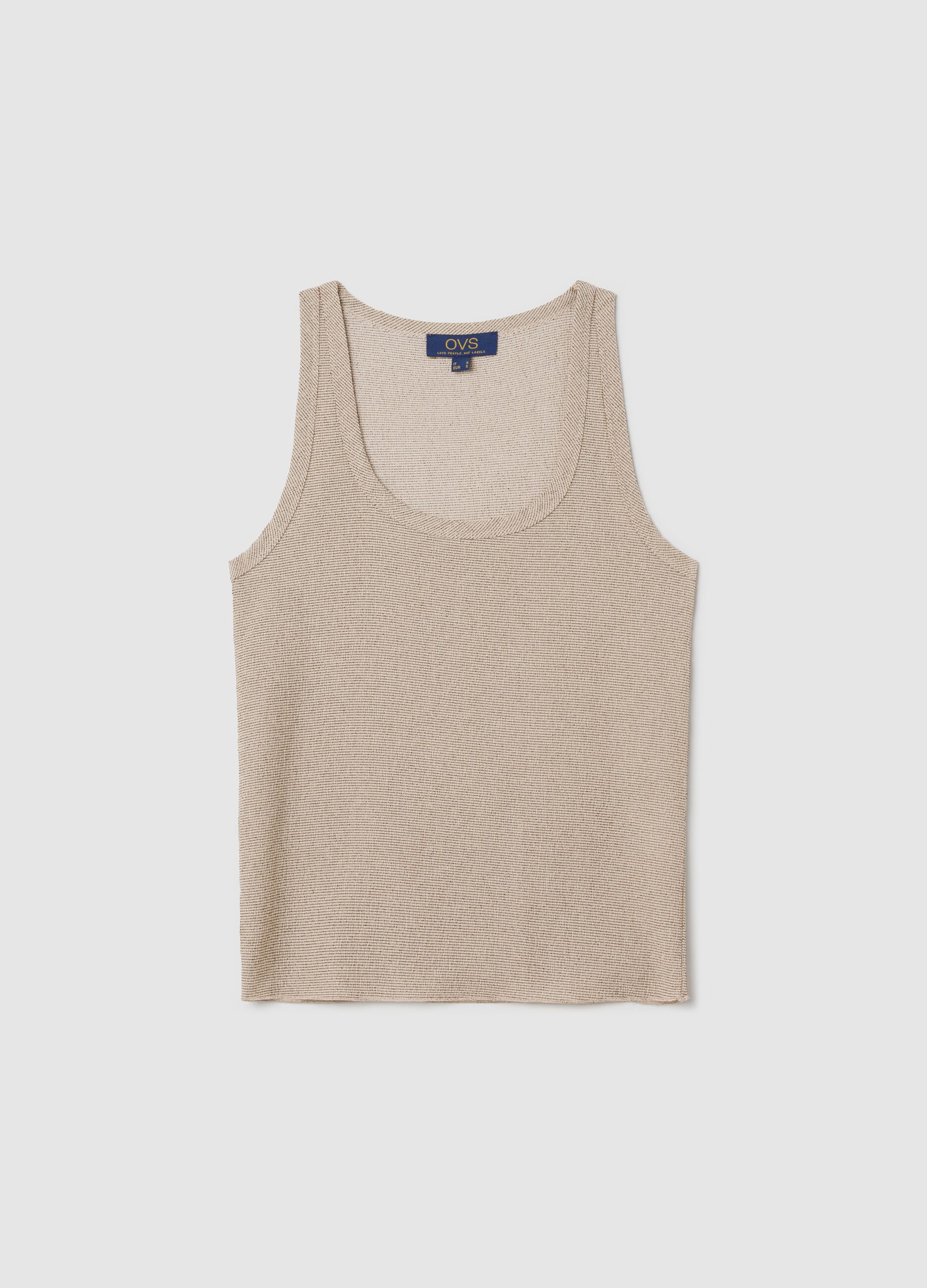 Beige tank top in stretch fabric