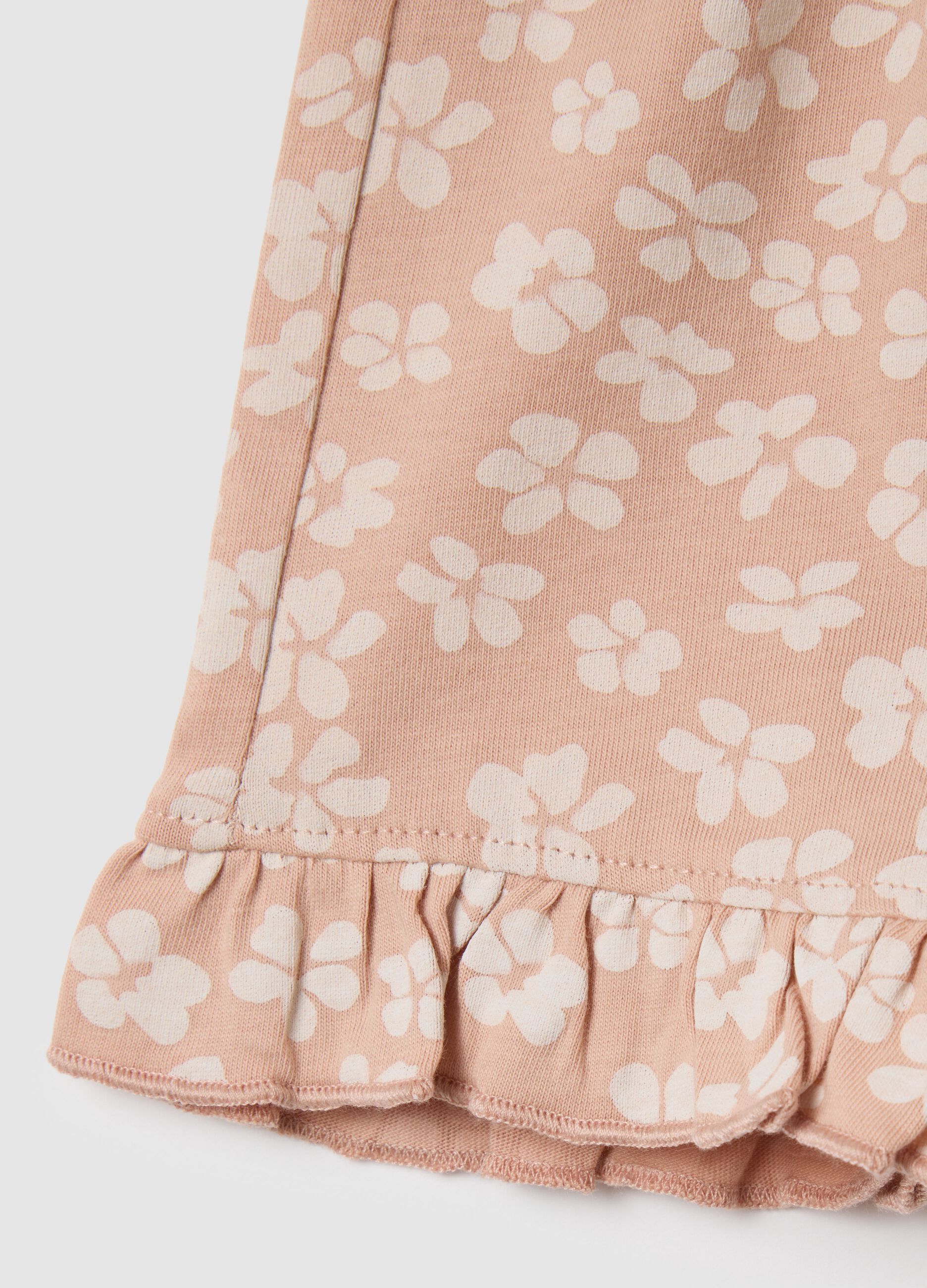 Multicolour pure cotton regular fit girls' shorts with ruffles