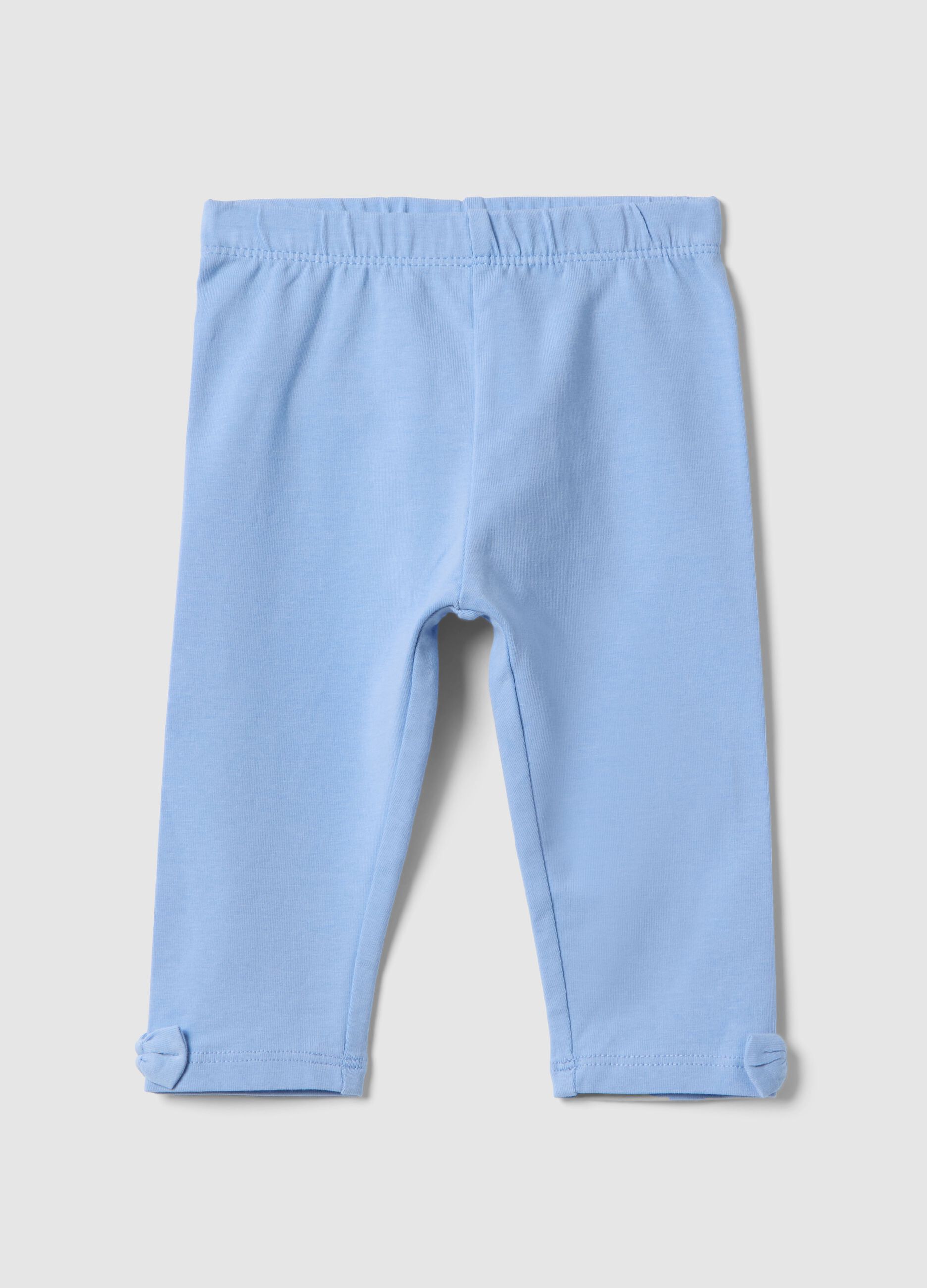 Slim Fit Baby Blue Stretch Cotton Leggings