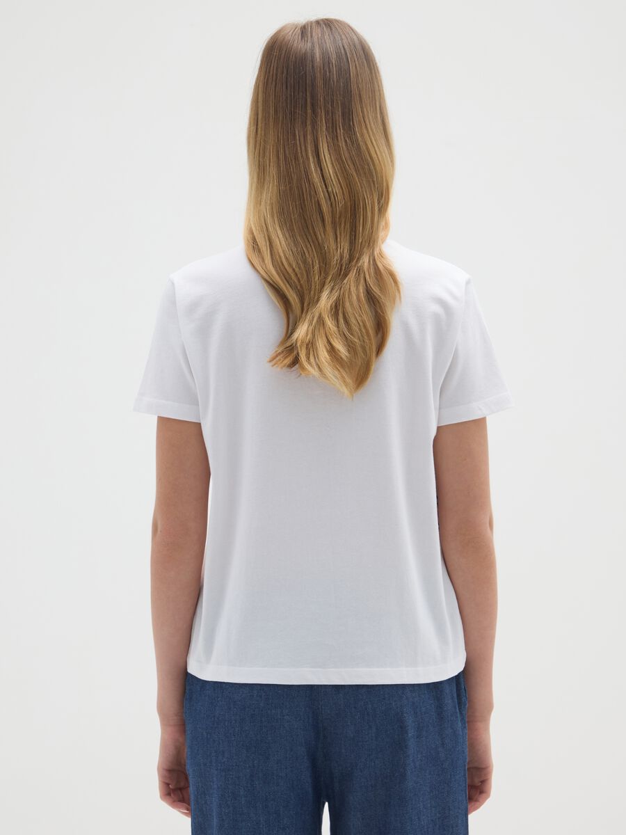 T-shirt in puro cotone bianca regular fit con stampa Stitch_2