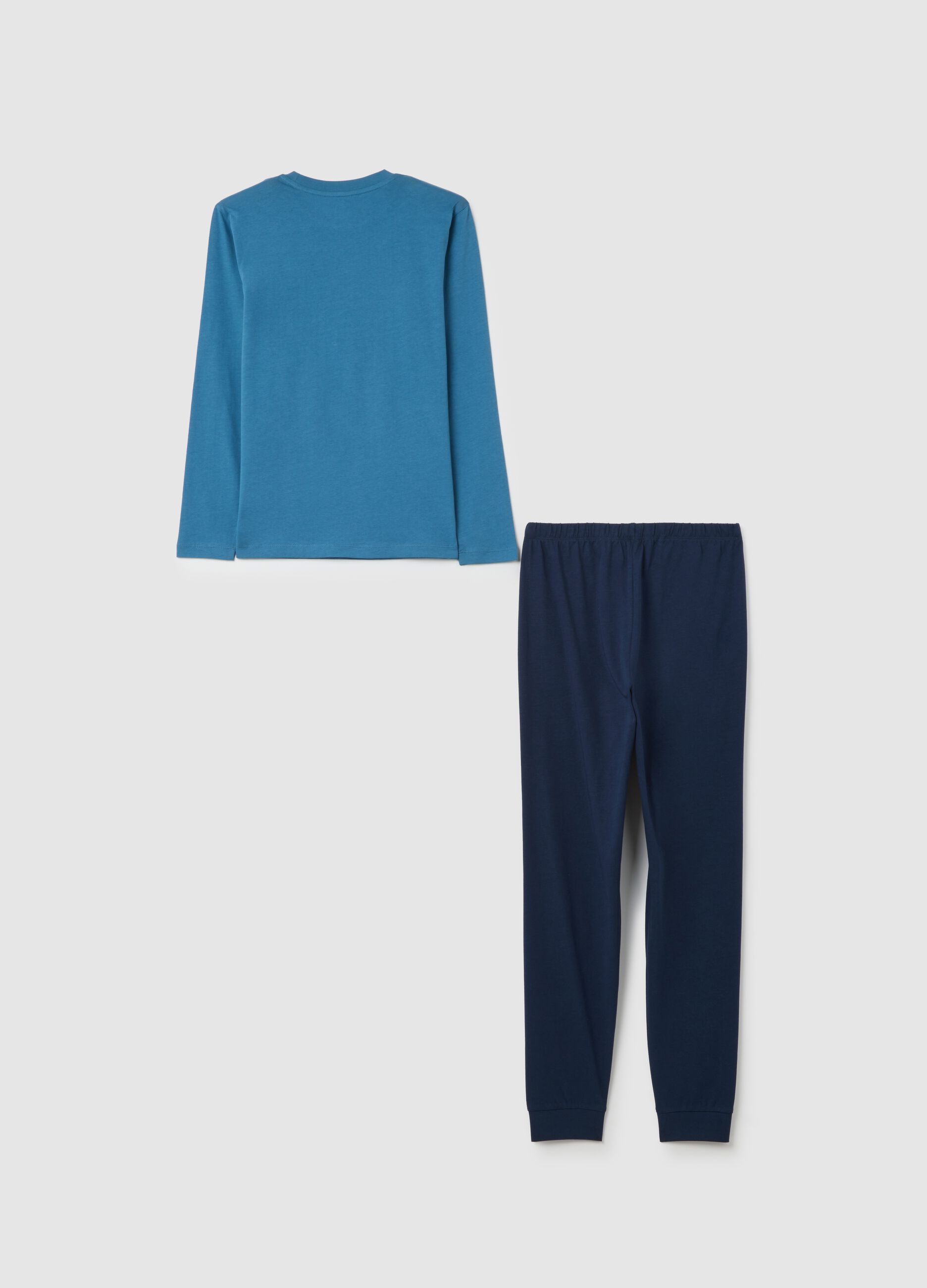 Kids' pyjamas in pure blue cotton regular fit