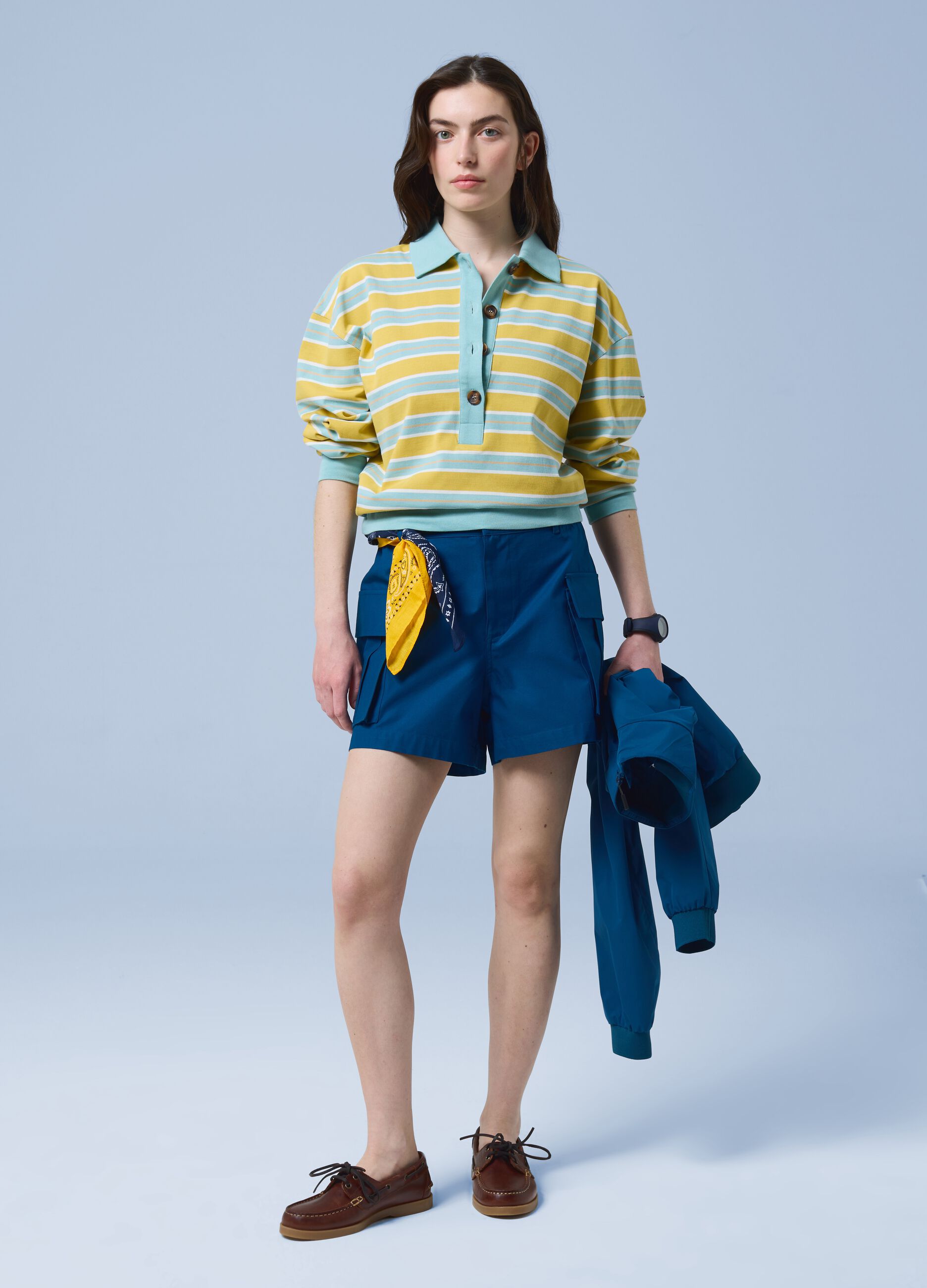 Shorts cargo ALTAVIA SAILING blu in puro cotone con vita elasticizzata