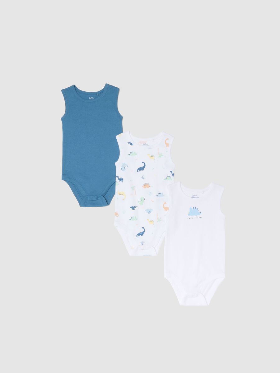 Baby's Multicolour Pure Cotton Bodysuit Pack with Dinosaurs_0