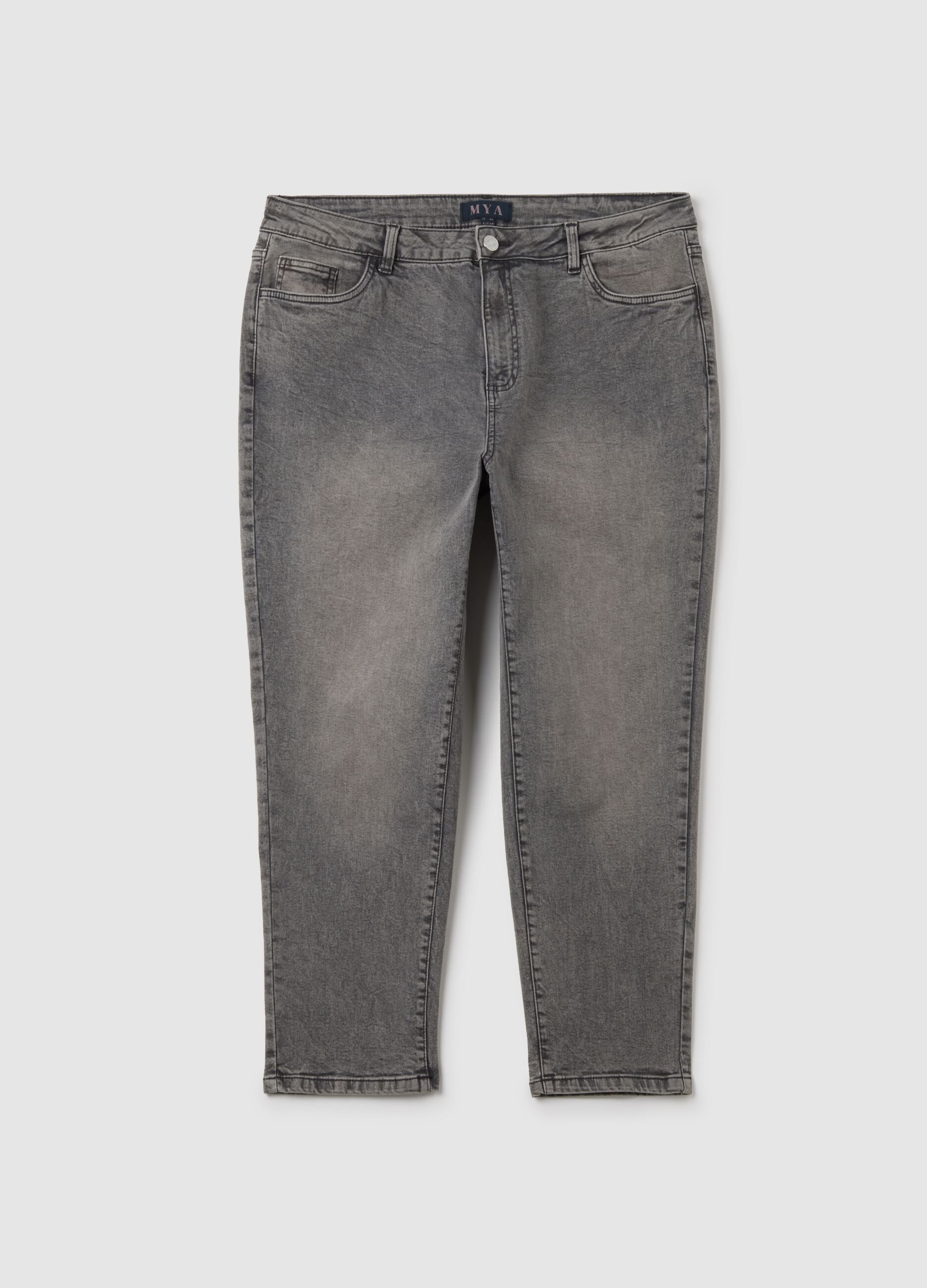 Grey Stretch Cotton Slim Fit Jeans