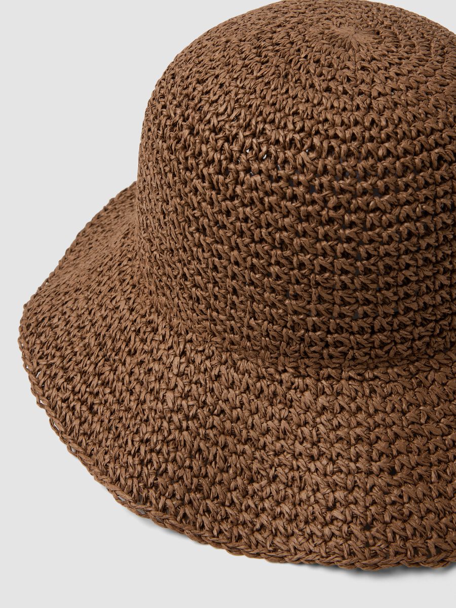 Cappello panama in puro tessuto carta marrone_1