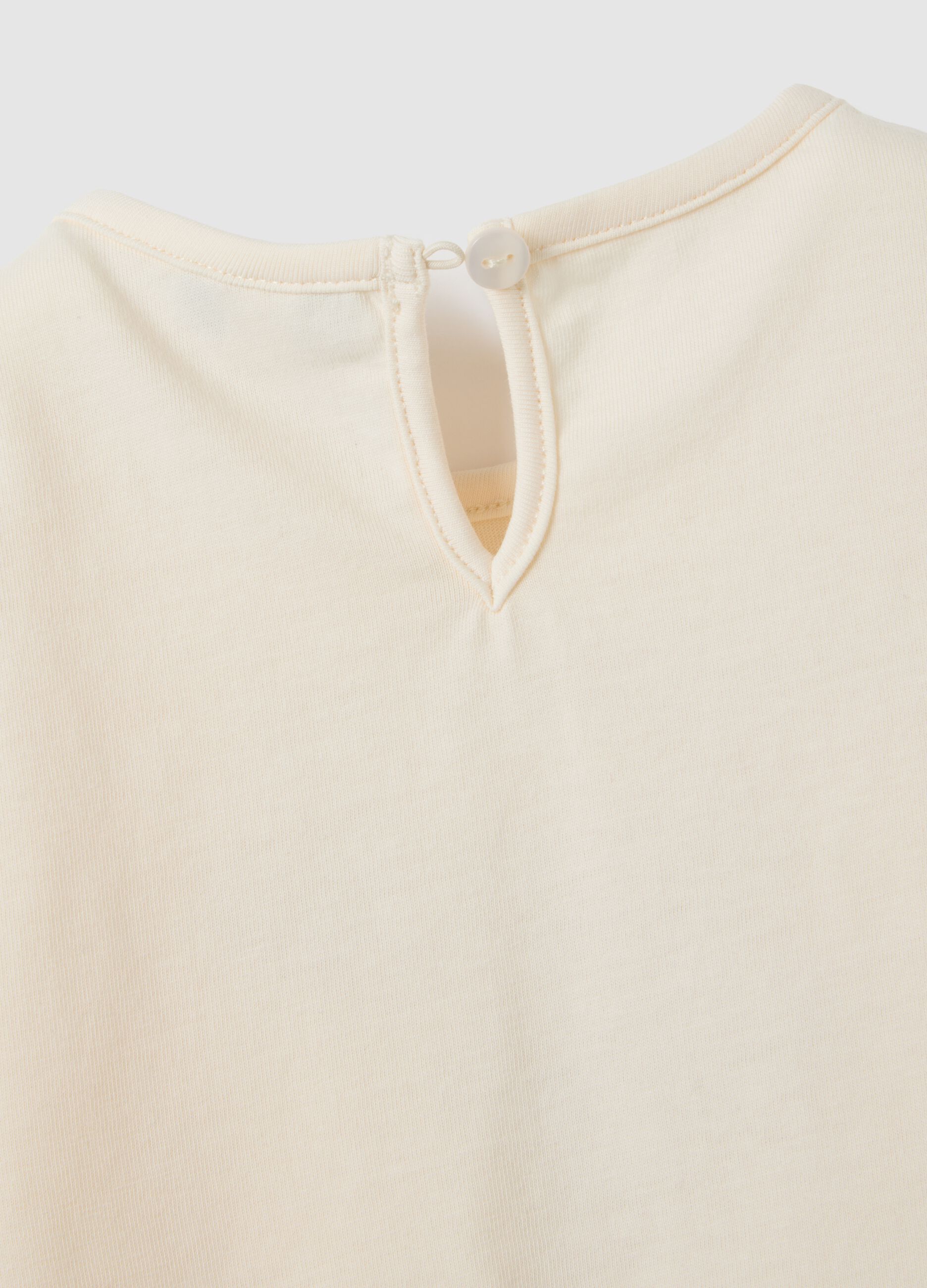 Regular fit beige cotton baby girl t-shirt