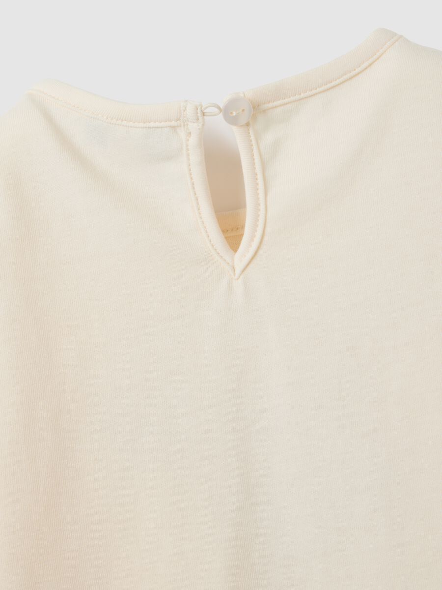 Regular fit beige cotton baby girl t-shirt_3