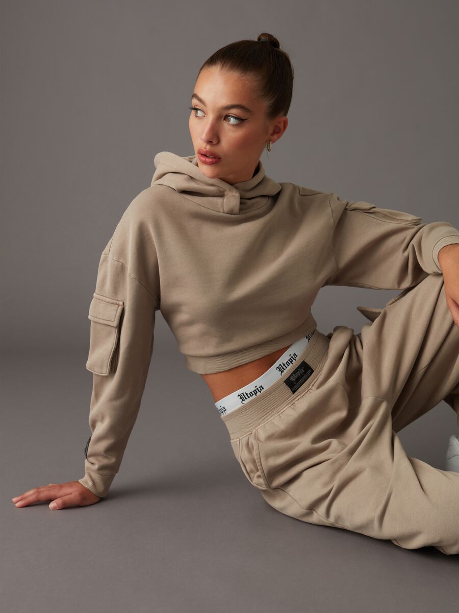Cropped Cargo Hoodie Sand_0