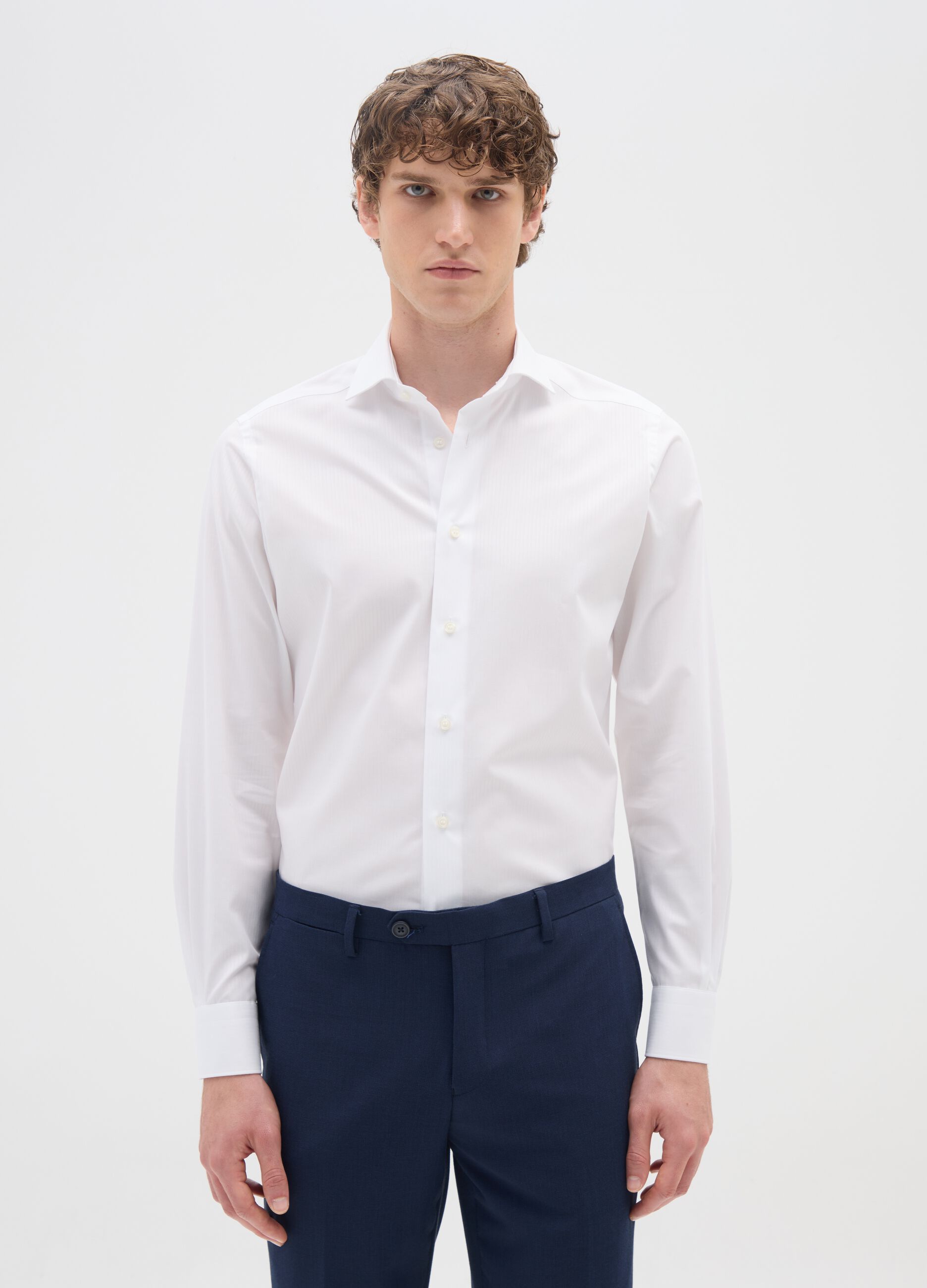 White slim fit pure cotton shirt