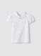 Girls' white cotton polo regular fit with floral pattern_0
