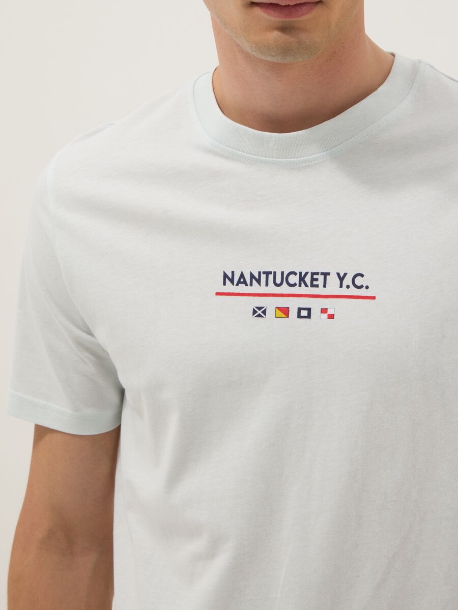 Light blue pure cotton T-shirt with front print_3