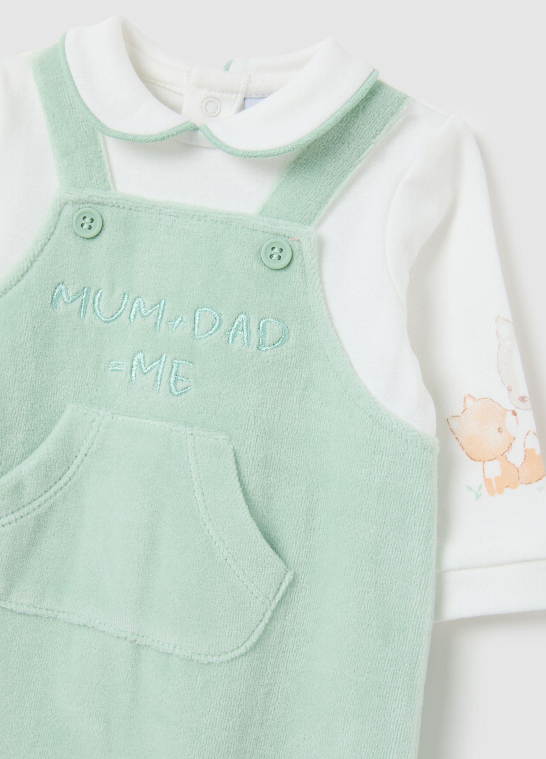 Green Cotton Blend Baby Romper