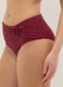 Red high-waisted stretchy bikini bottoms with buckle_3