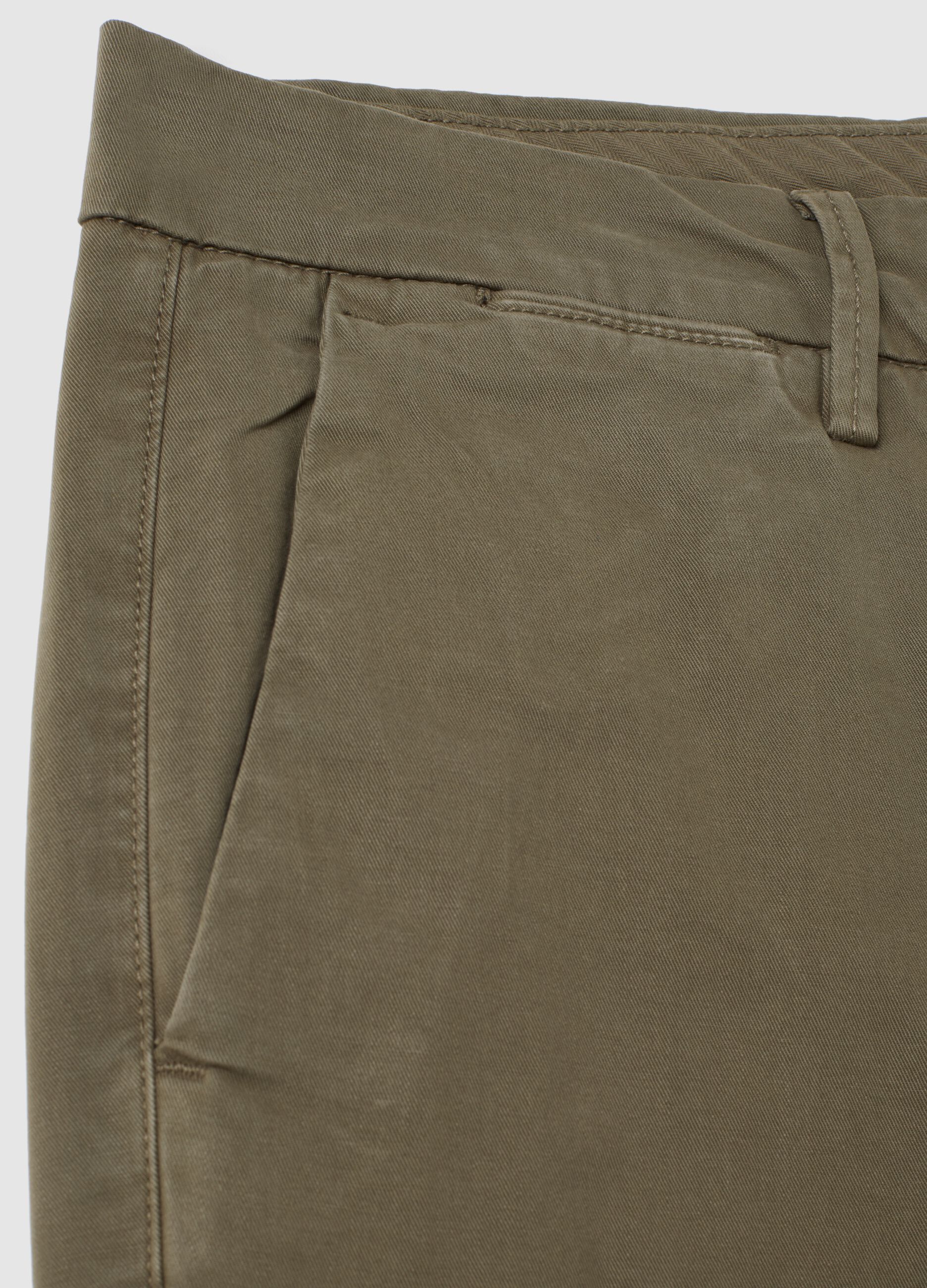 Green Stretch Cotton Regular Fit Trousers