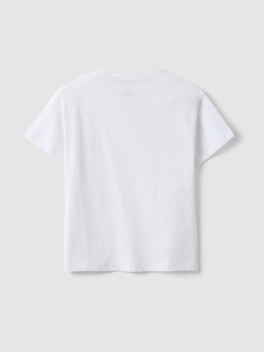 T-shirt in puro cotone bianca da bambino regular fit con tasca_1