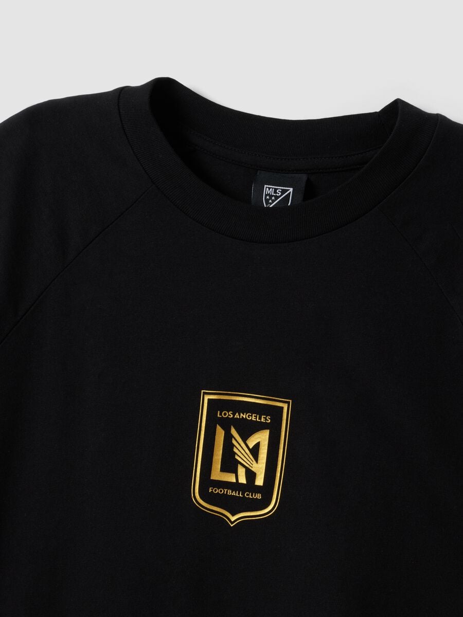 Black pure cotton T-shirt with Los Angeles FC print_5