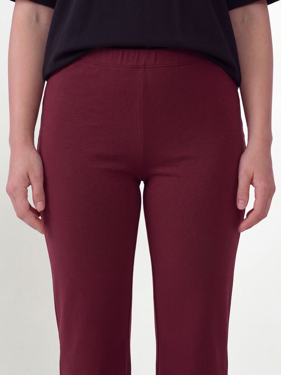 Leggings rossi flare in cotone elasticizzato_2
