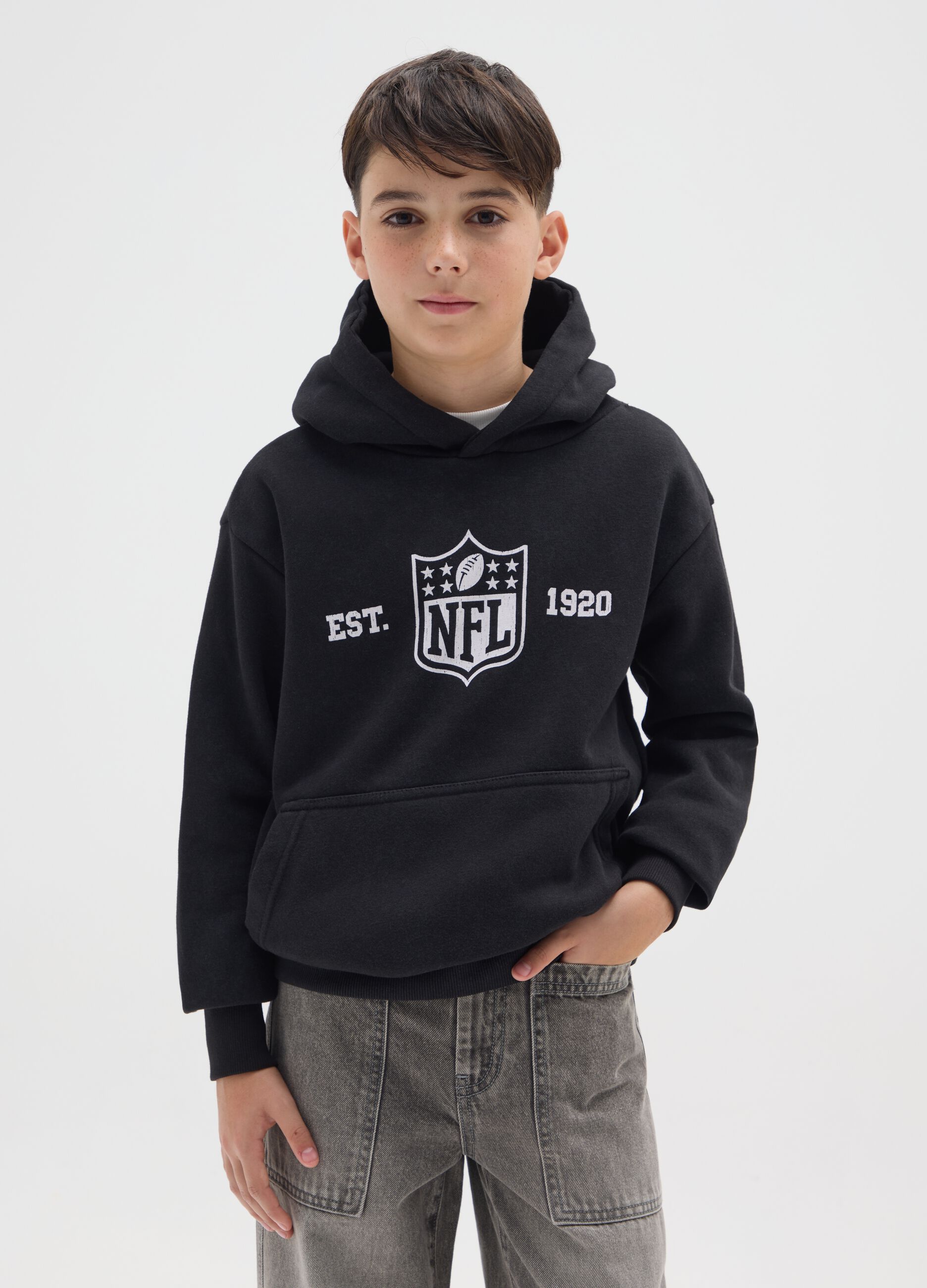 Black Hoodie NFL Cotton Blend