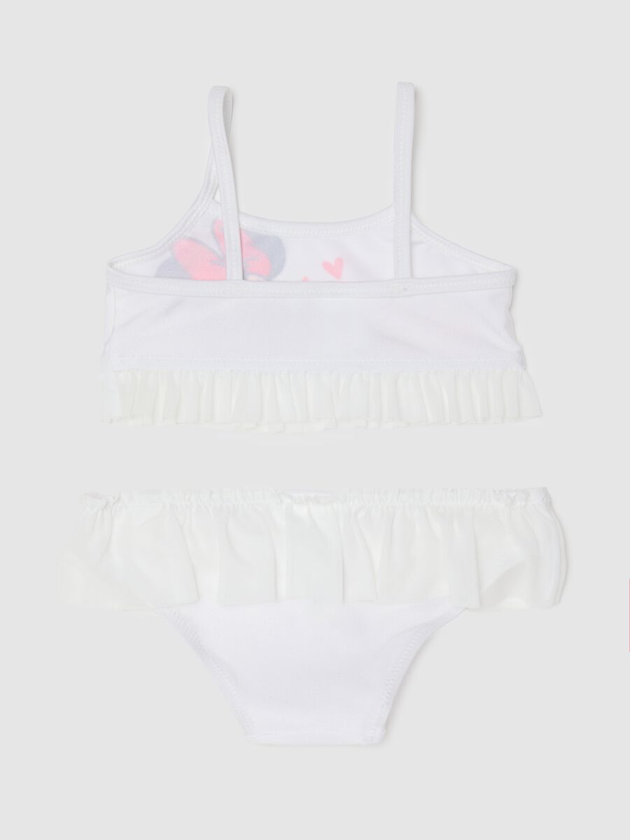 Girls’ bikini in white stretch fabric with Minnie Mouse print_1