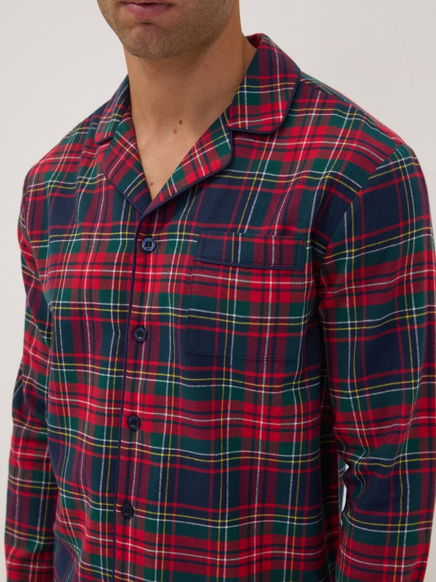 Pigiama rosso con colletto in flanella di puro cotone organico regular fit_3