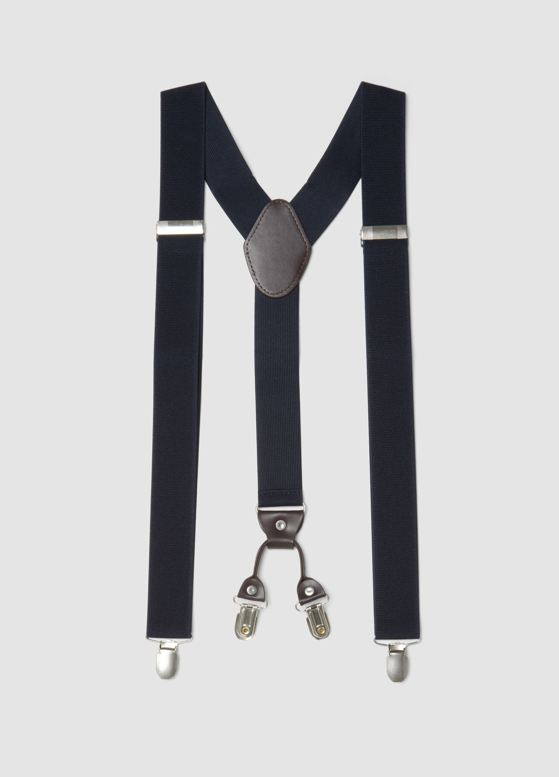 Bretelle blu elasticizzate con clip in metallo