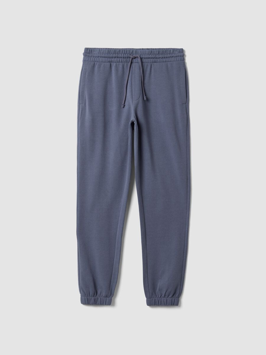 Pantaloni jogger grigi in misto cotone regular fit_0
