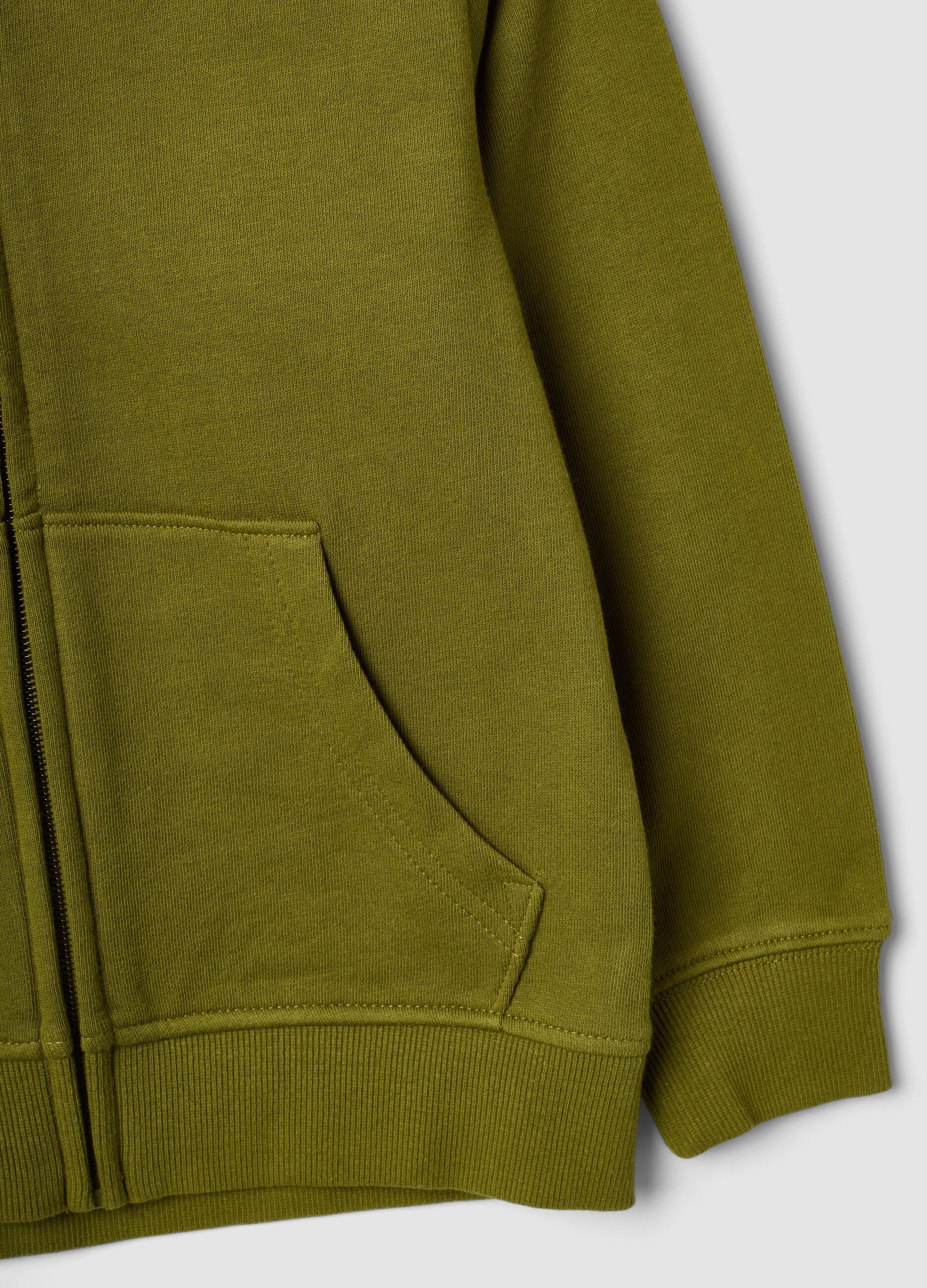 Green organic cotton hooded sweatshirt for boys, regular fit