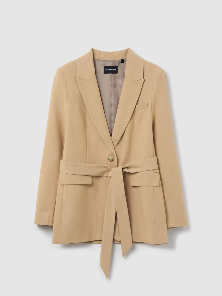Single-breasted blazer with belt_4