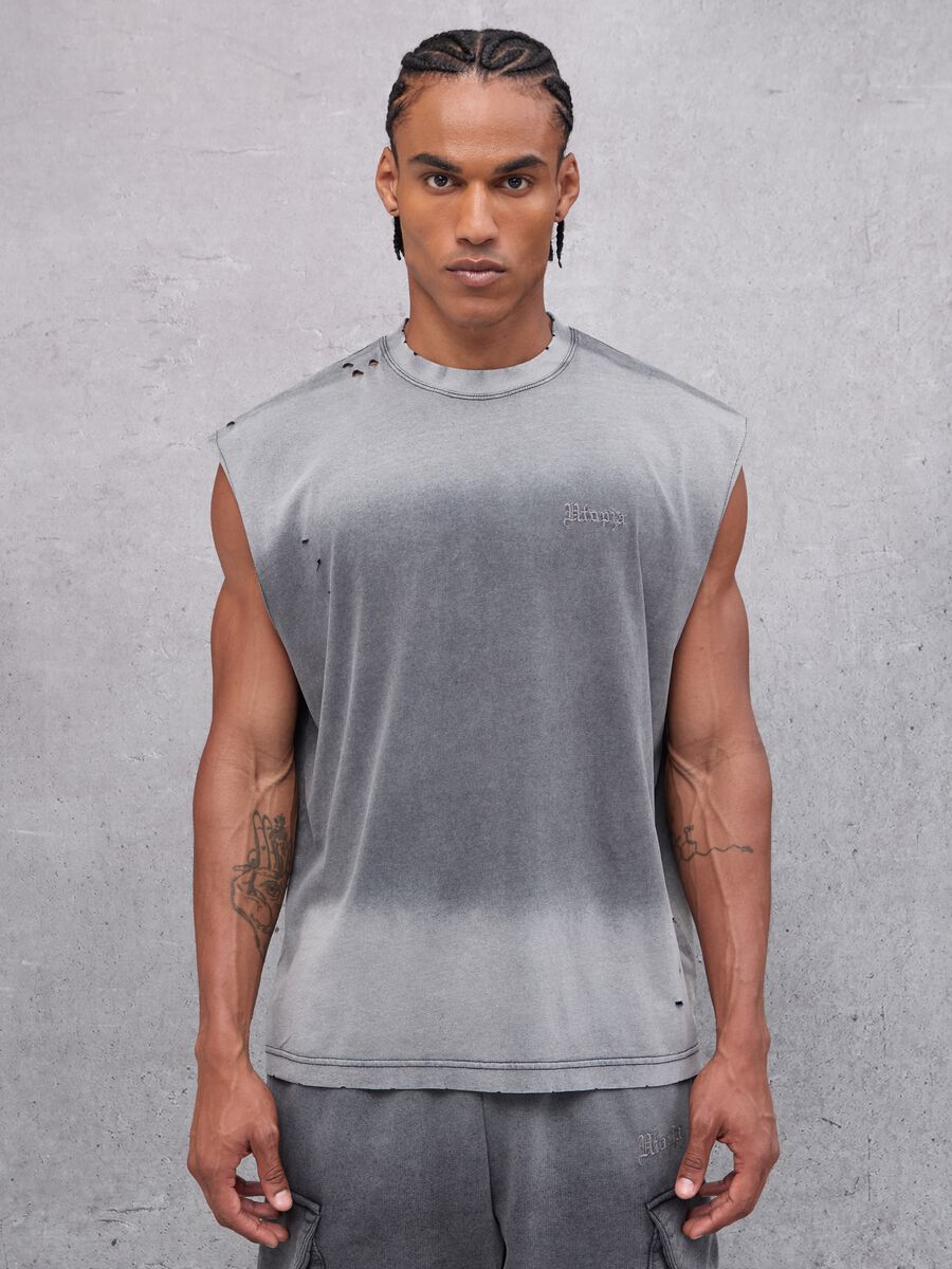 Sunfaded Distressed Tank Top Vintage Grey_0