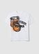 White pure cotton oversized T-shirt with basketball graphic print for boys_0