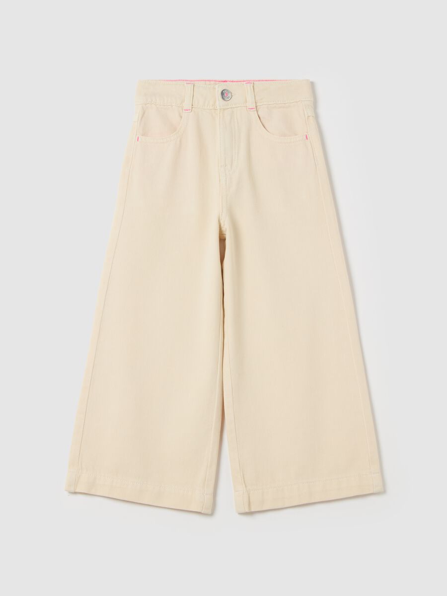 Pantaloni a gamba larga con ricamo cuore_0
