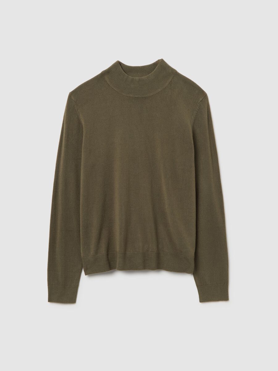 Pullover a collo alto verde regular fit_4