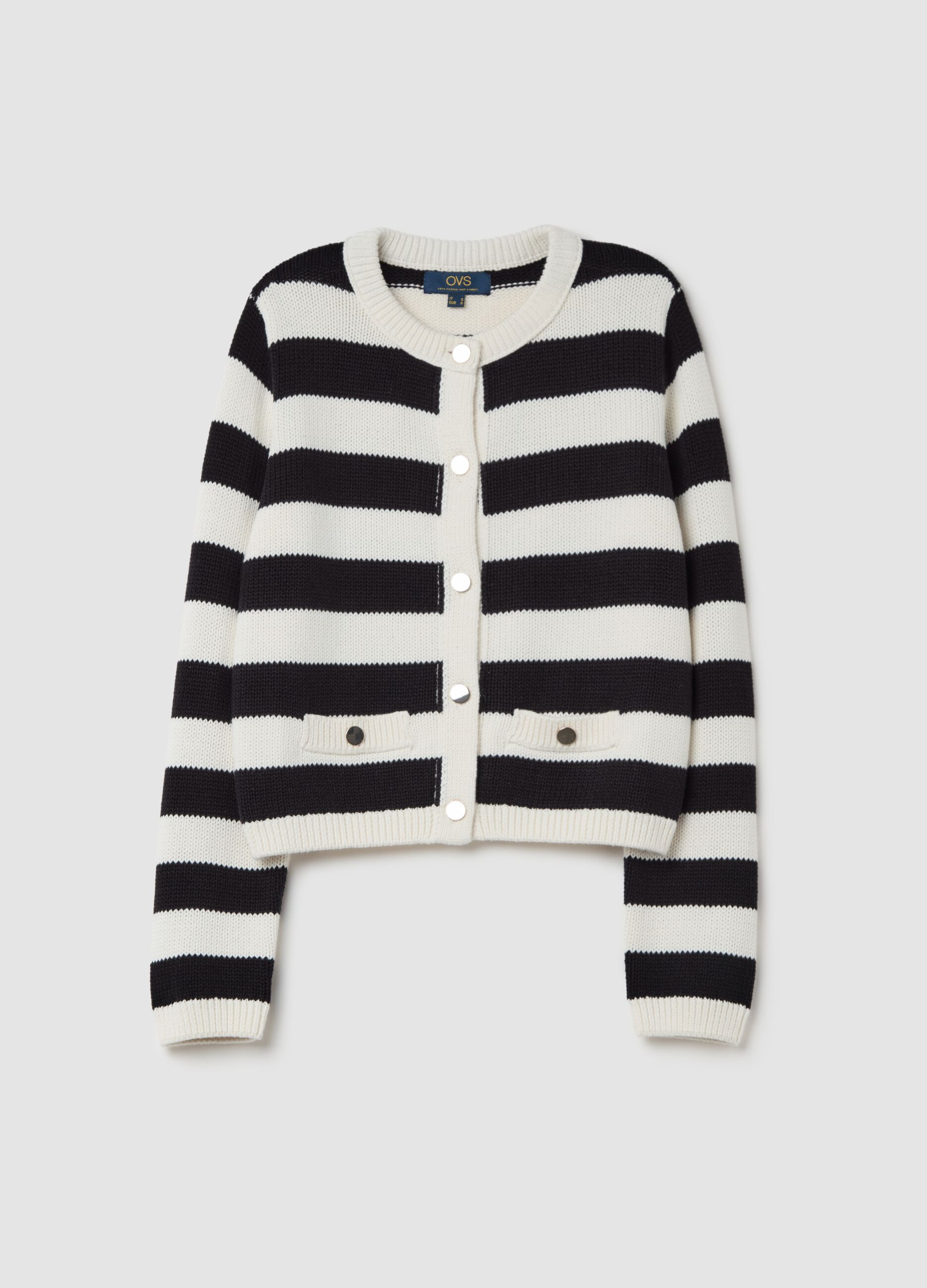 Striped cardigan with gold buttons
